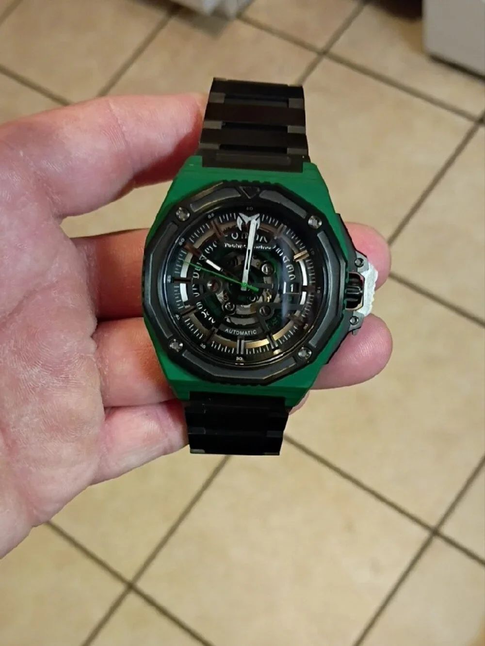 Technomarine Carbon Nautic Green Carbon Fiber Black Bezel In Band 45 Mm